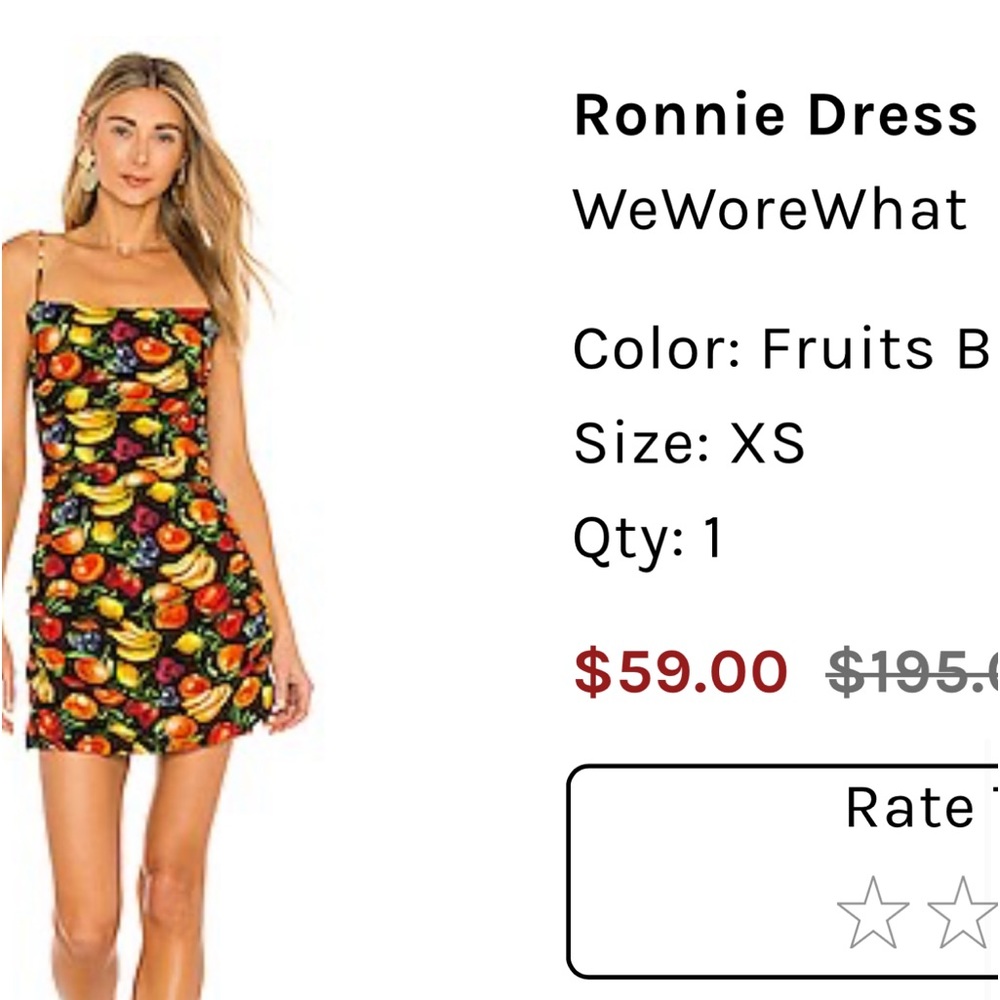 Black mini dress with fruit on it